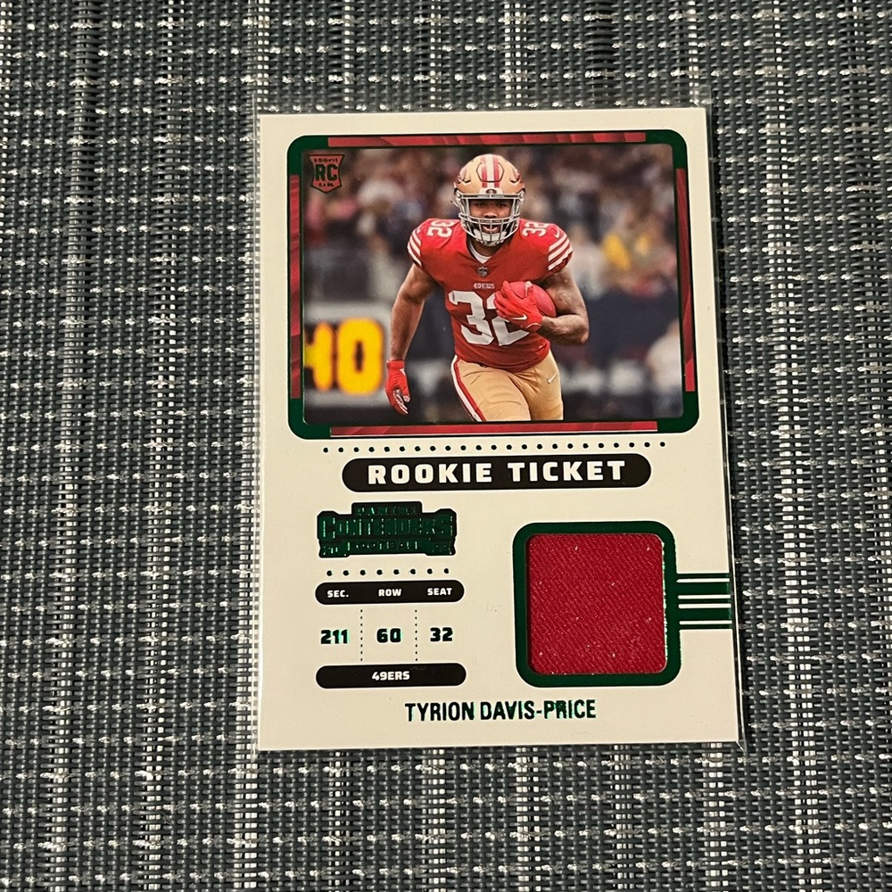 Patch Card Jersey 🏈 Tyron Davis-Price Panini Rookie Ticket Card #RTS-TDP
